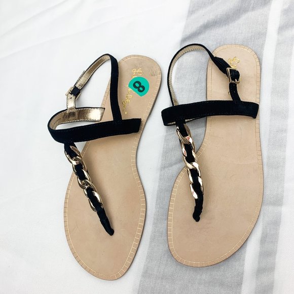 NEW Lilly Pulitzer black largo sandal t-strap 8.5 - Picture 2 of 5